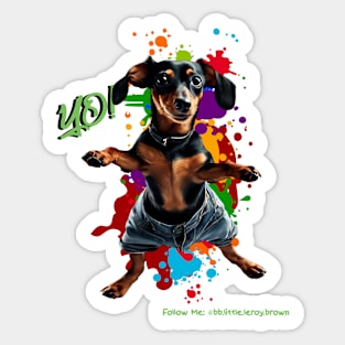 Yo! Cute Dachshund In Shorts 90’s Hip Hop Dance Theme Sticker